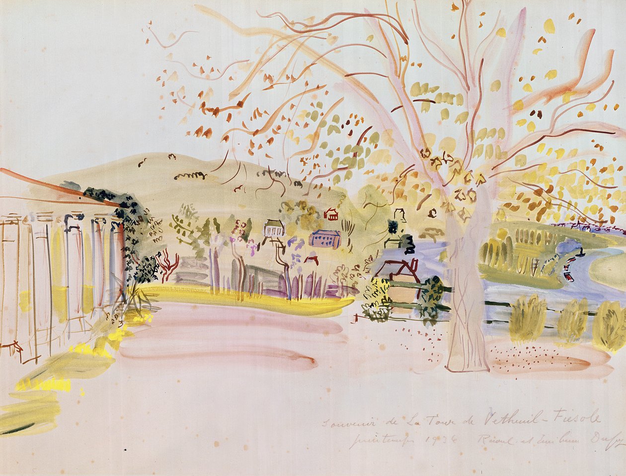 Terrasse ved Vétheuil (akvarel på papir) af Raoul Dufy