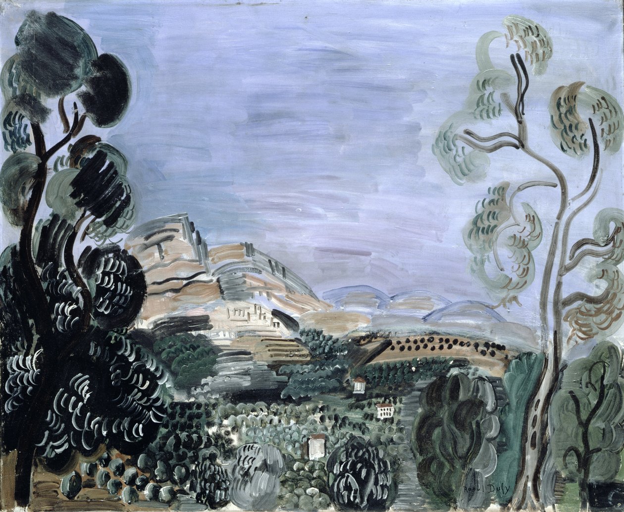 Saint-Jeannet-bugten, ca. 1922-23 (olie på lærred) af Raoul Dufy