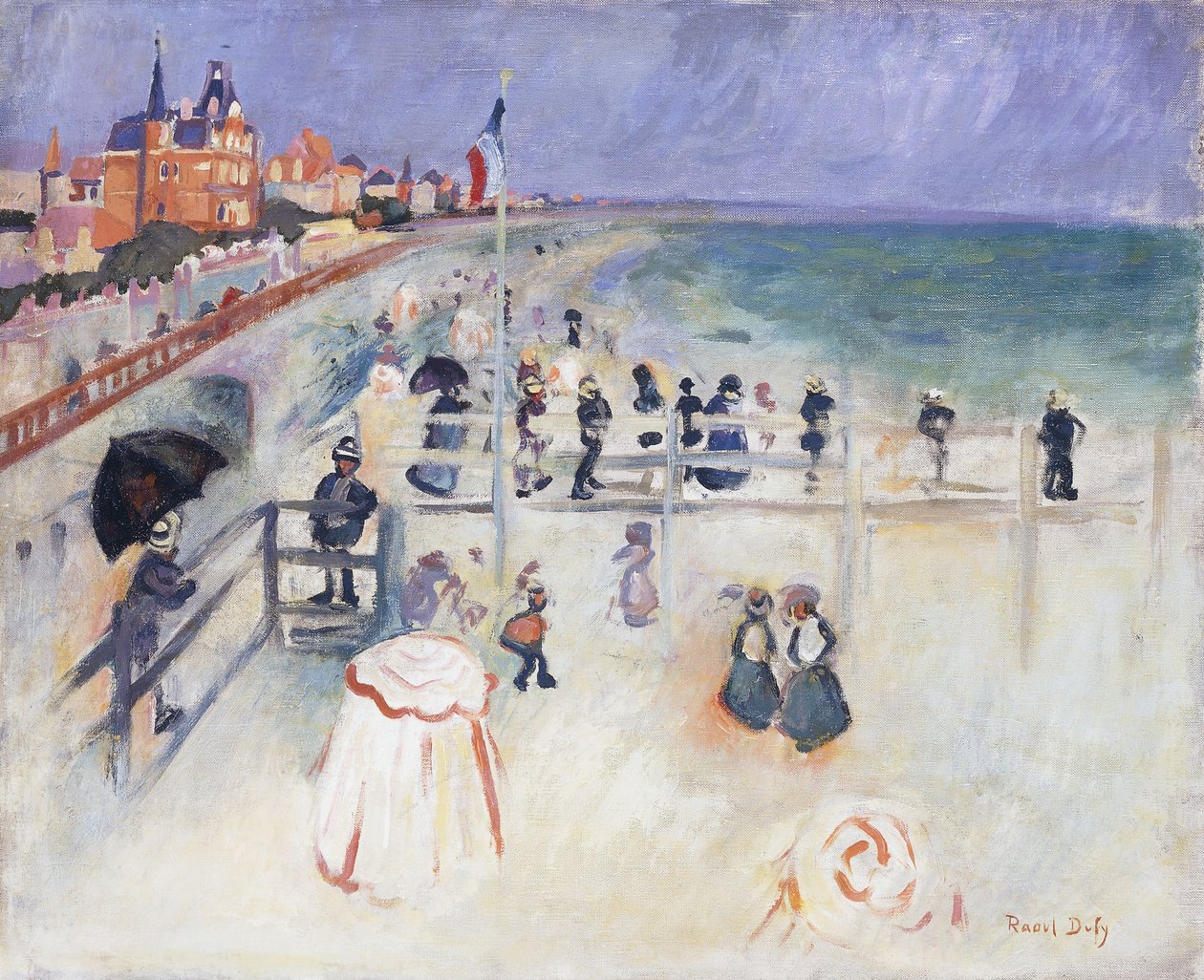 Stranden ved Sainte-Adress; La Plage de Sainte-Adress, ca. 1905 (olie på lærred) af Raoul Dufy