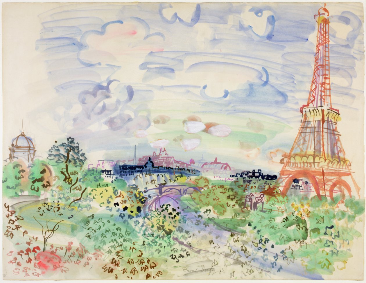 Eiffeltårnet, ca. 1935 (akvarel og blyant på papir) af Raoul Dufy