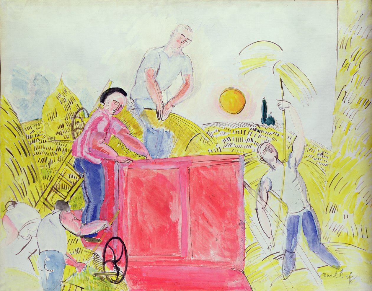 The Harvesters (gouache på papir) af Raoul Dufy