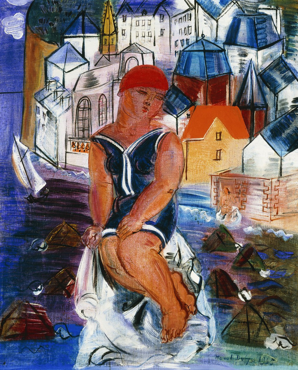 Den lille badegæst på Saint-Adresse; La Petite Baigneuse a Saint-Adresse af Raoul Dufy