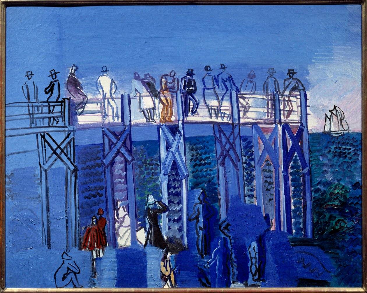 Molen og stranden i Le Havre af Raoul Dufy