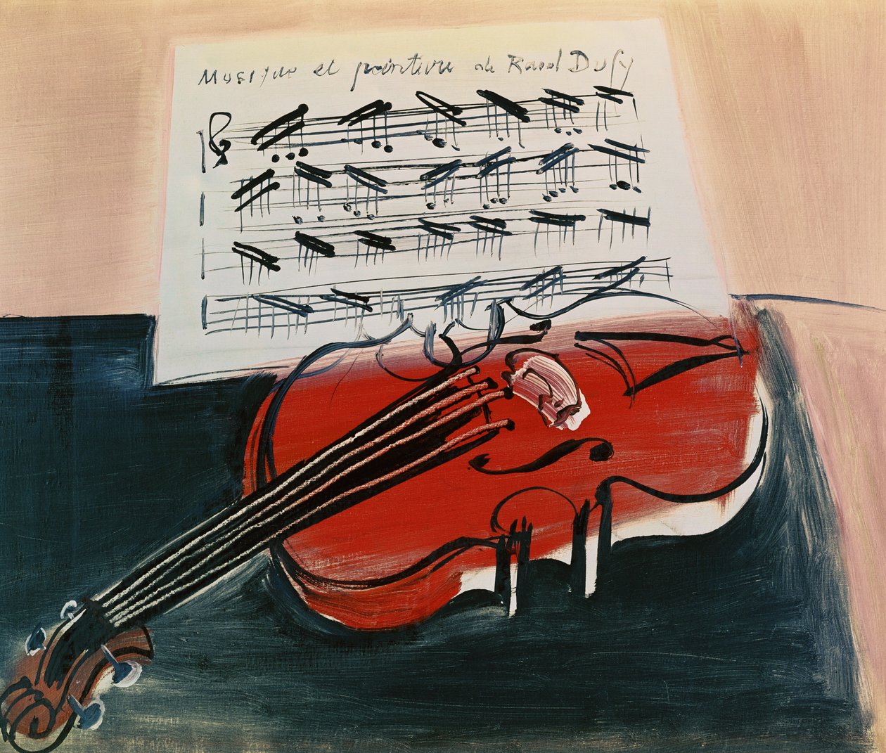 Den røde violin, ca. 1948 (olie på lærred) af Raoul Dufy