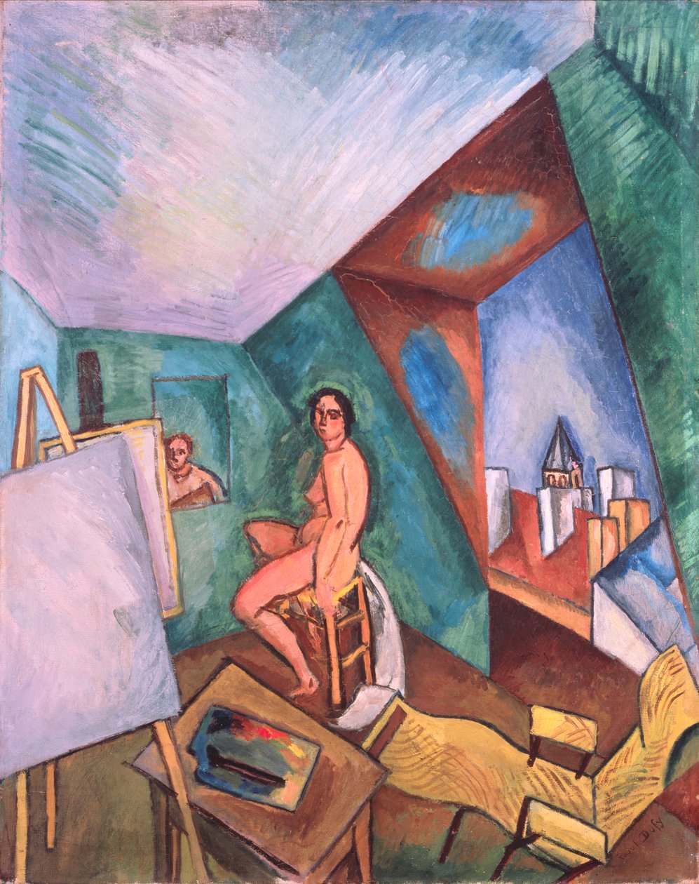 Kunstnerens atelier (olie på lærred) af Raoul Dufy