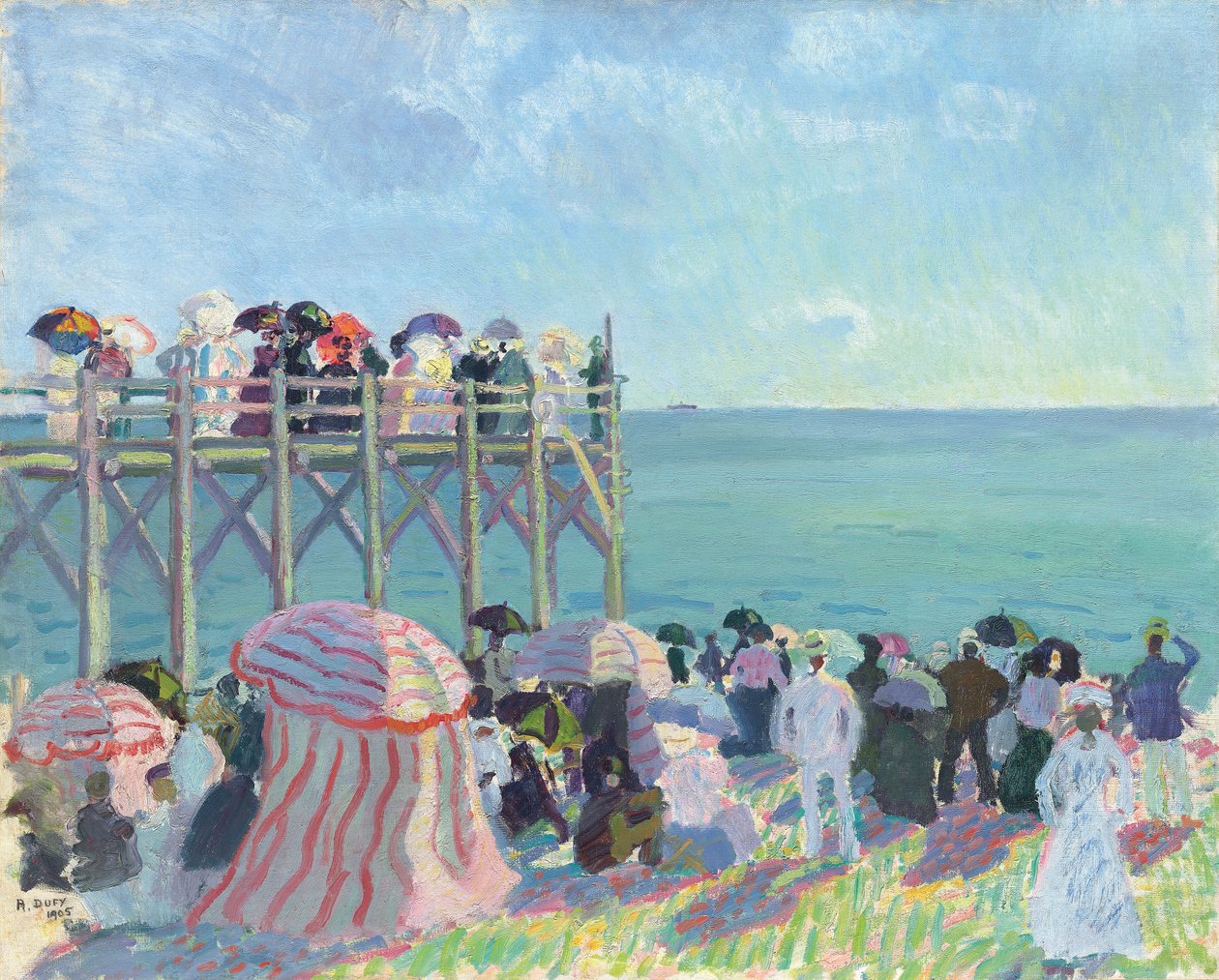 Stranden og molen ved Trouville af Raoul Dufy