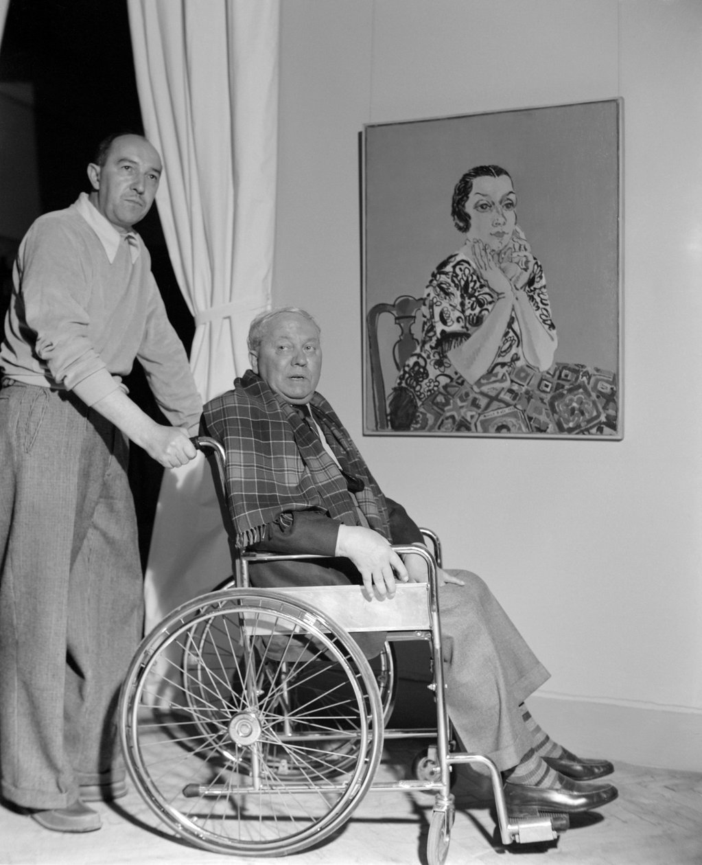Maleren Raoul Dufy i Venedig (i kørestol) - 1952 (s/h-foto) af Raoul Dufy
