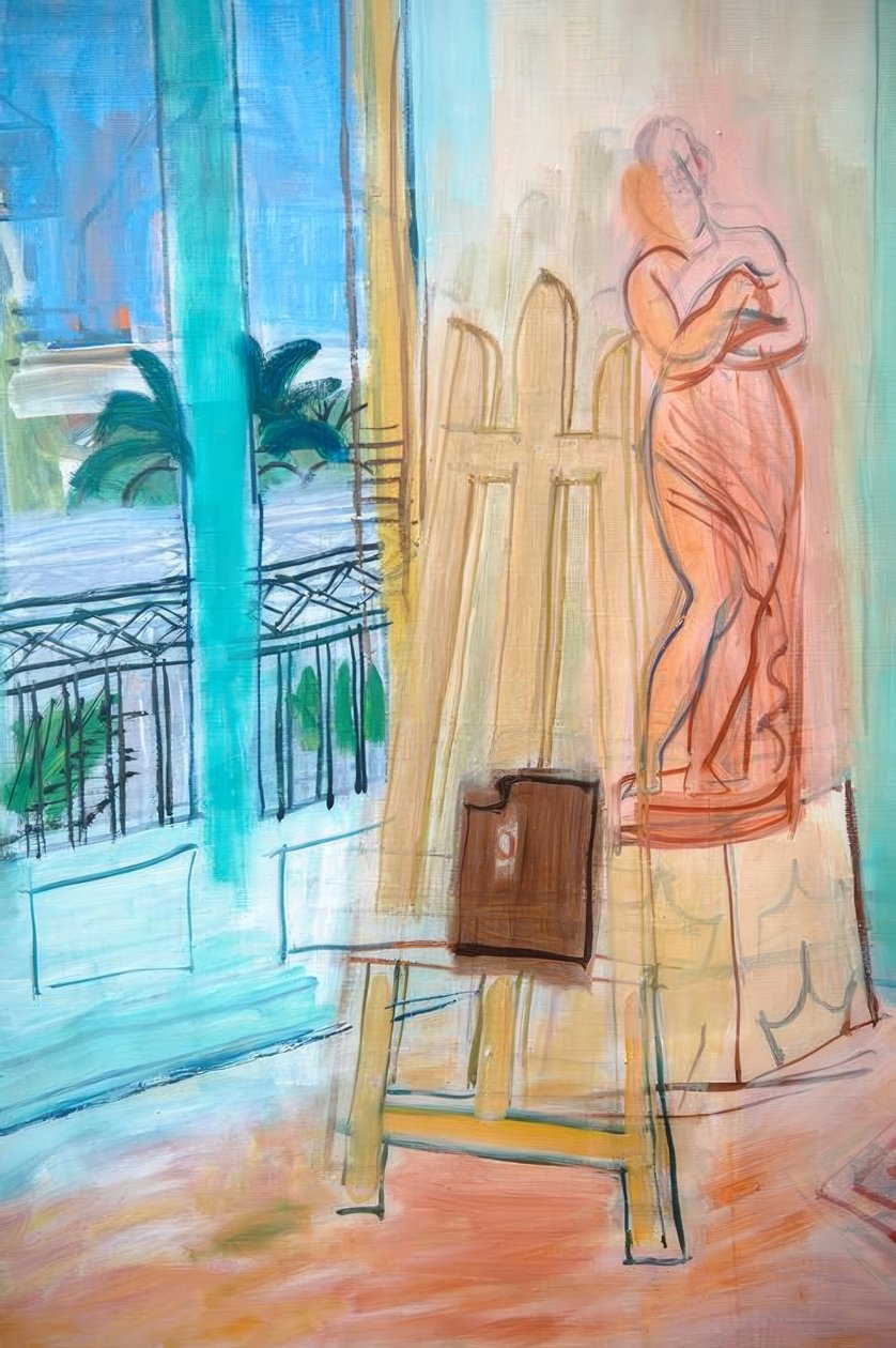 Malerens atelier med den røde skulptur af Raoul Dufy