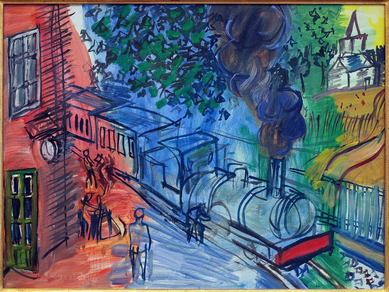 Tog til stationen. Maleri af Raoul Dufy (1877-1953), olie på lærred. Fransk kunst, 20. århundrede. Musee La Piscine, Roubaix. af Raoul Dufy
