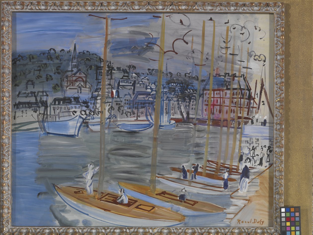 Yachter i havnen i Deauville (olie på lærred) af Raoul Dufy