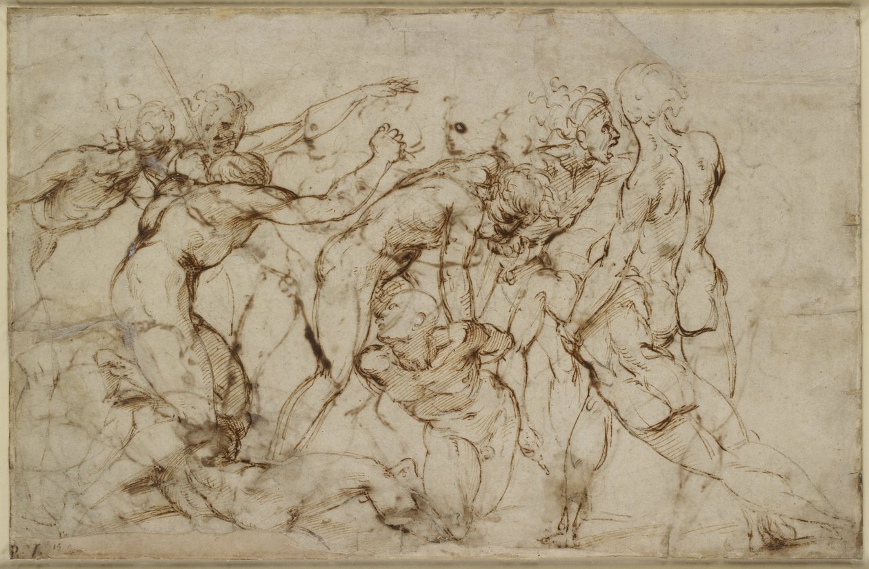 Et slag af nøgne krigere med fanger, WA1846.179 af Raffaello Sanzio Raphael