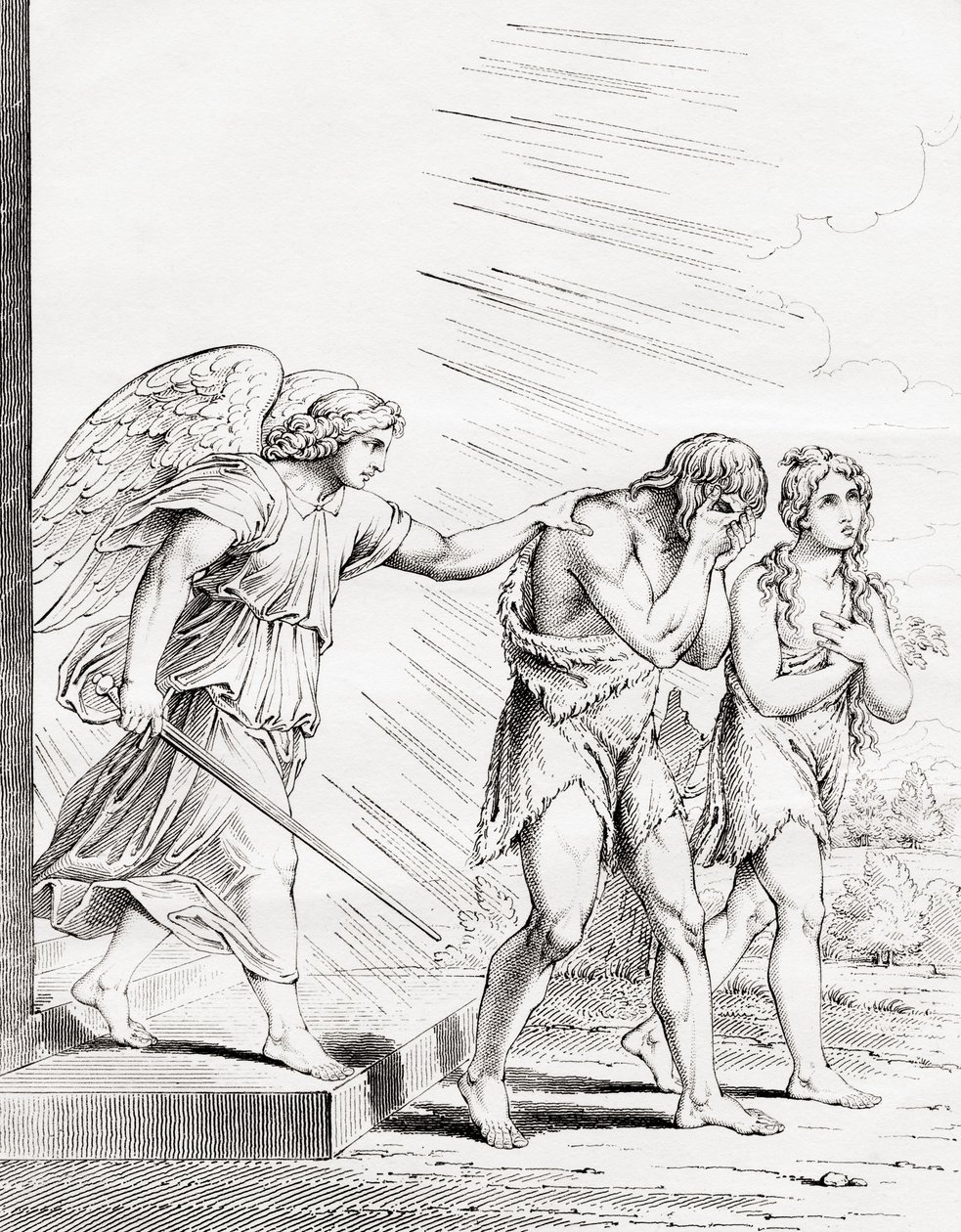 Adam og Eva drevet ud af Paradiset, 1800-tallet af Raffaello Sanzio Raphael