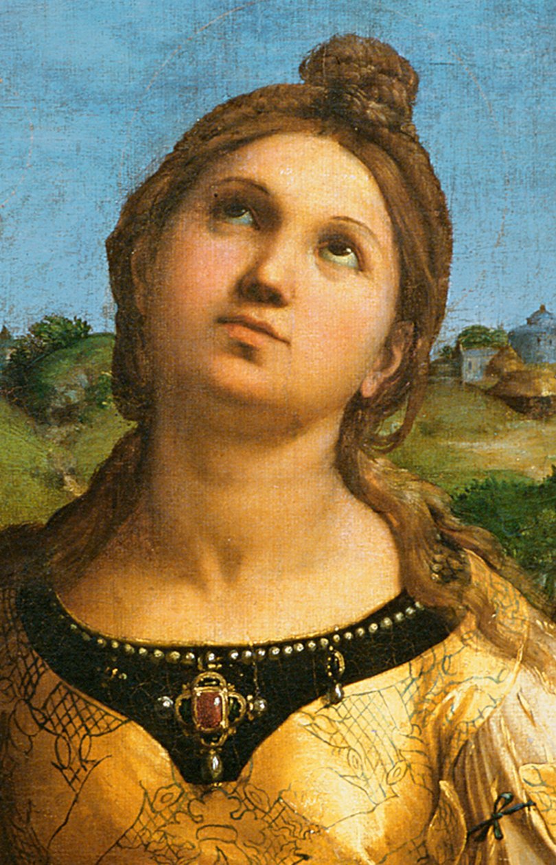 Detalje fra St. Cecilia omgivet af St. Paul, St. Johannes Evangelisten, St. Augustin og Maria Magdalena, ca. 1513 af Raffaello Sanzio Raphael