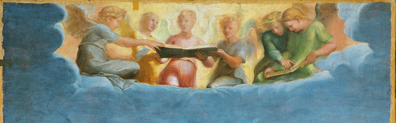 Detalje af St. Cecilia omgivet af St. Paul, St. Johannes Evangelisten, St. Augustin og Maria Magdalena, ca. 1513 af Raffaello Sanzio Raphael