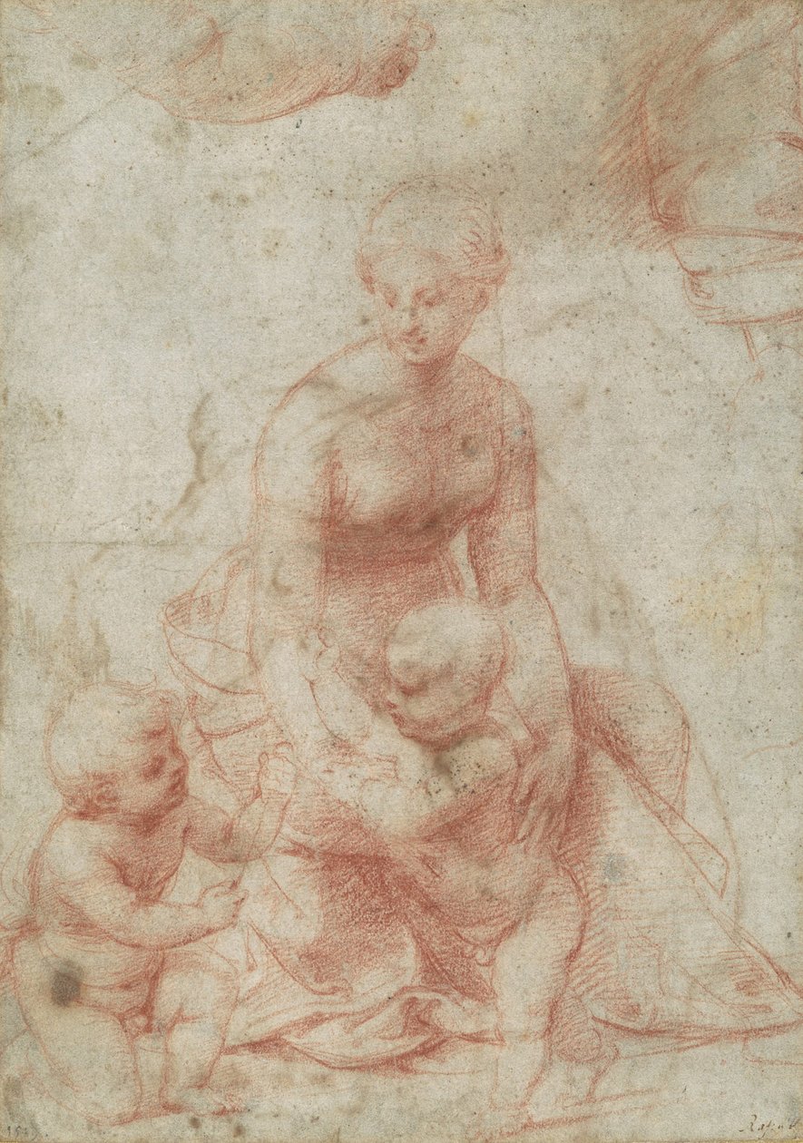Madonna og barn med spædbarnet Sankt Johannes Døberen, ca. 1506-7 af Raffaello Sanzio Raphael