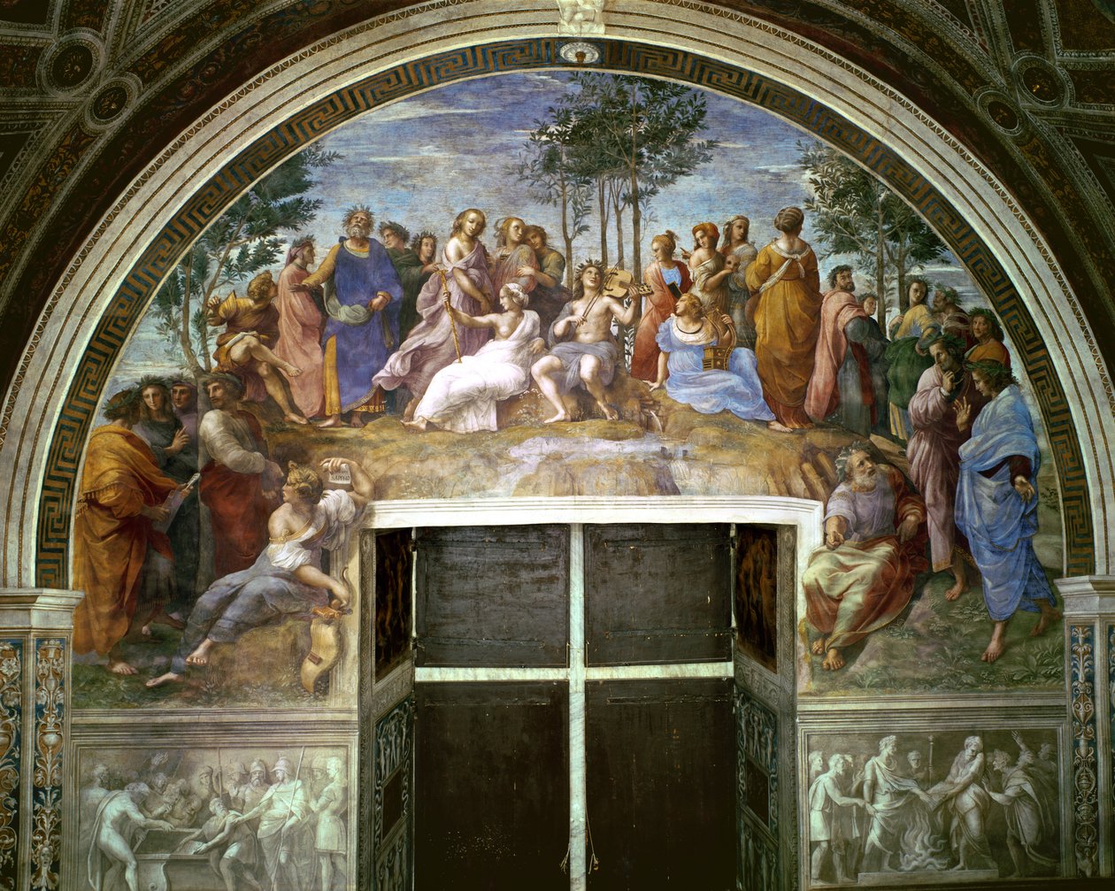 Parnassus, fra Stanza della Segnatura, 1510-11 (se også 16879) af Raffaello Sanzio Raphael