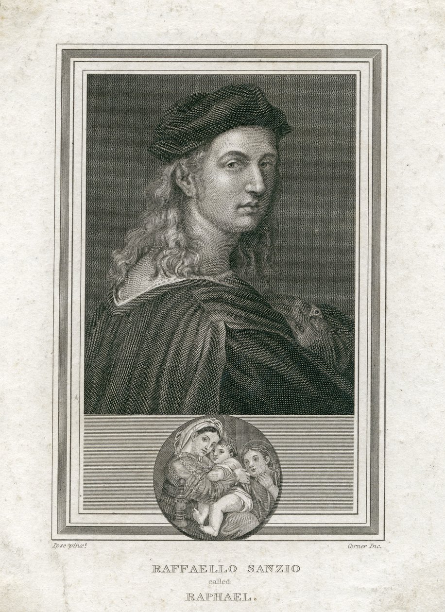 Raffaello Sanzio, kaldet Raphael, graveret af Corner af Raffaello Sanzio Raphael