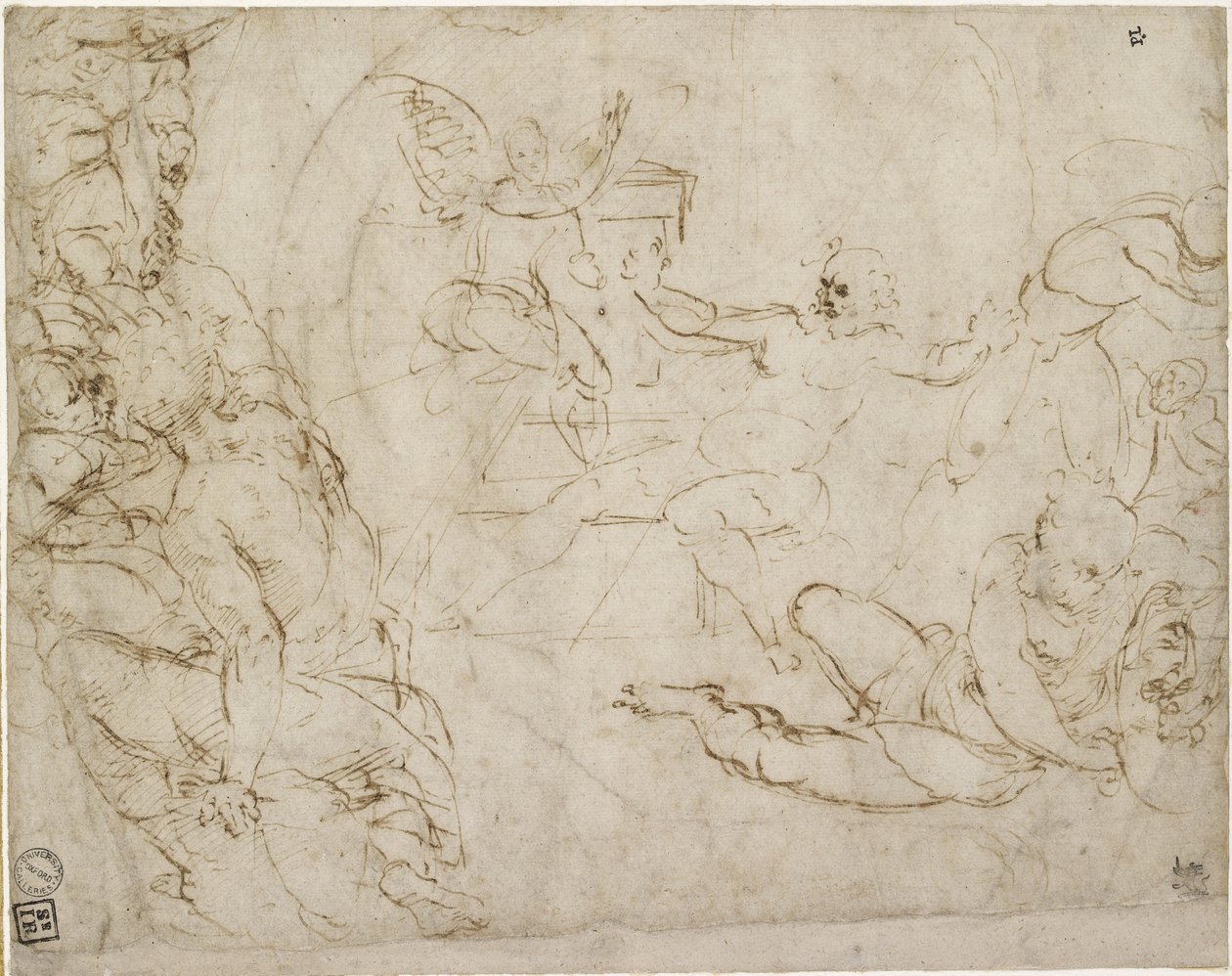 Recto: Design for den nedre del af en komposition af opstandelsen, WA1846.199 af Raffaello Sanzio Raphael