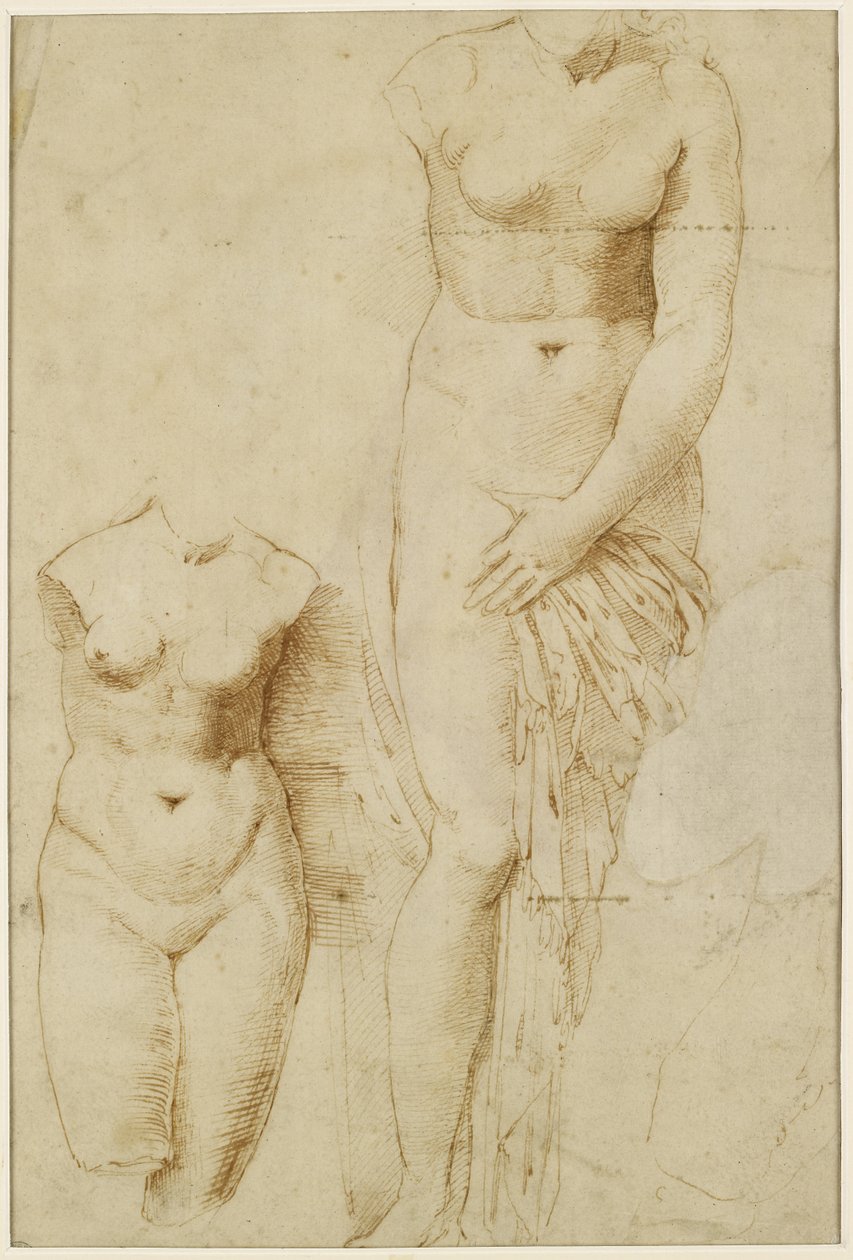 Recto: To figurer af Afrodite. Verso: Mand i aktion, WA1846.261 af Raffaello Sanzio Raphael