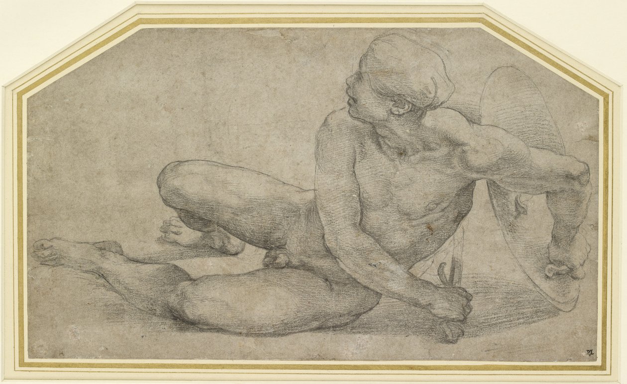 Liggende figur af en soldat, WA1846.201 af Raffaello Sanzio Raphael