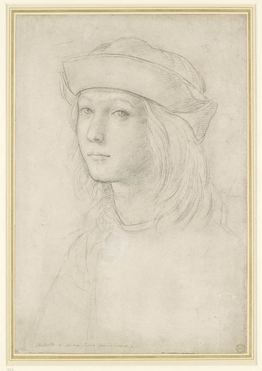 Selvportræt (kridt forhøjet med hvidt på papir) af Raffaello Sanzio Raphael