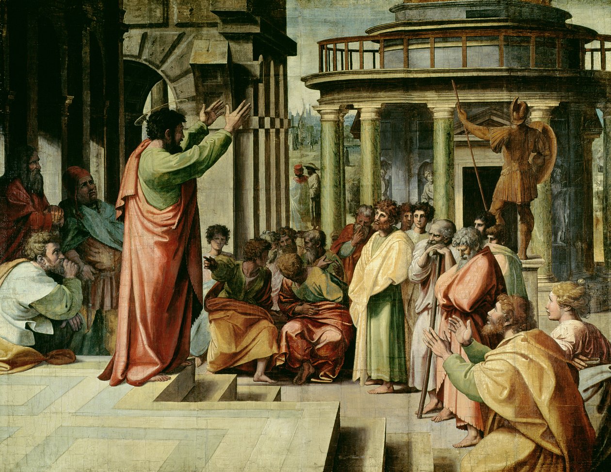 St. Paul prædiker i Athen (tegneserie for Det Sixtinske Kapel) (FØR RESTORATION) af Raffaello Sanzio Raphael