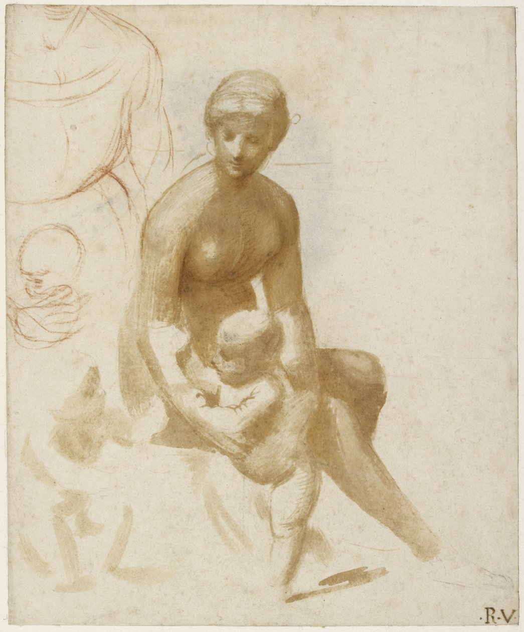 Studier for en jomfru og et barn med spædbarnet St. John, WA1846.161 af Raffaello Sanzio Raphael