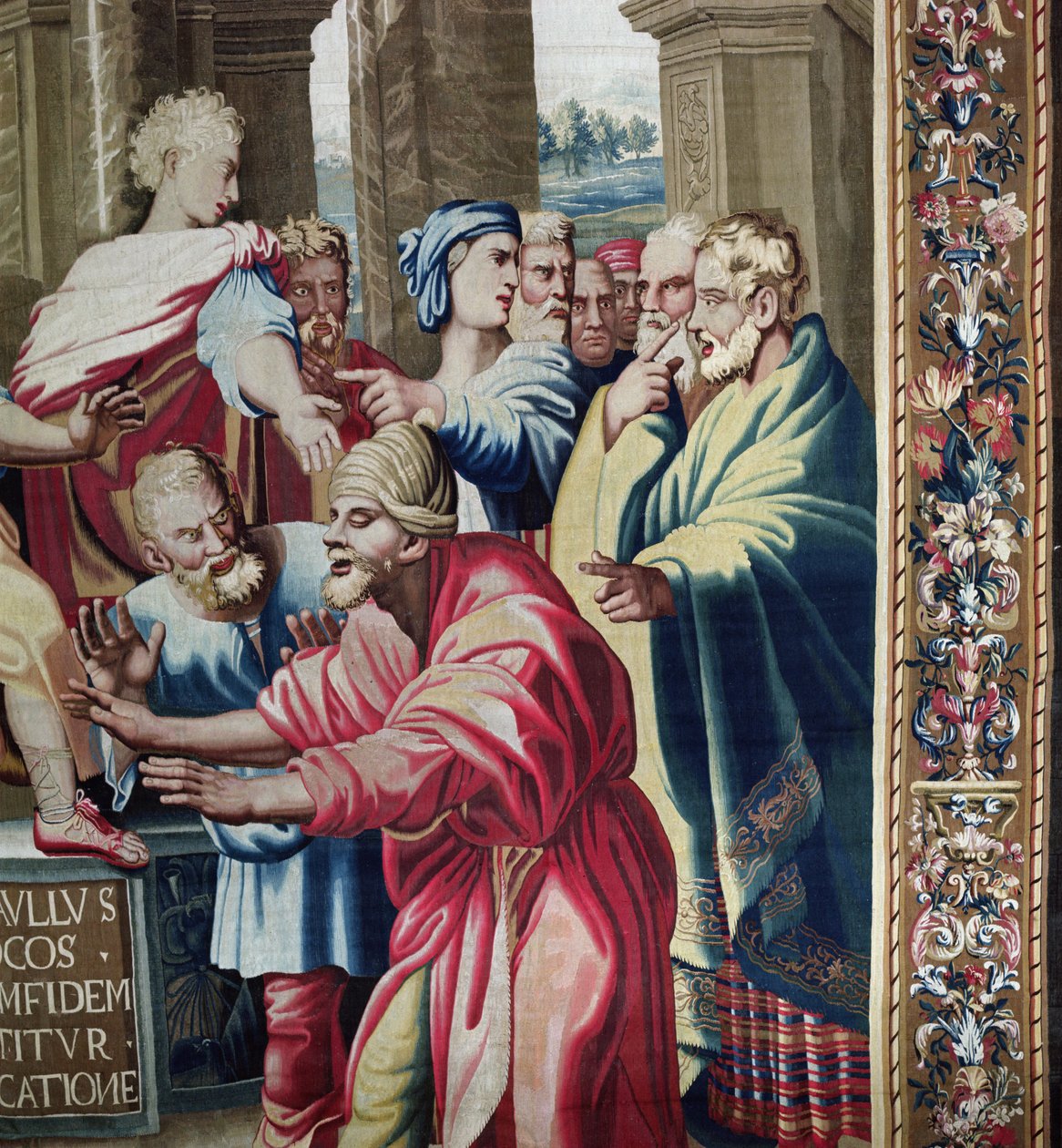 Tapetet af apostlenes Gerninger, Blindningen af Elymas detalje af Elymas troldmanden slog blind, vævet på Beauvais Workshop under ledelse af Philippe Behagle 1641-1705, 1695-9 af Raffaello Sanzio Raphael