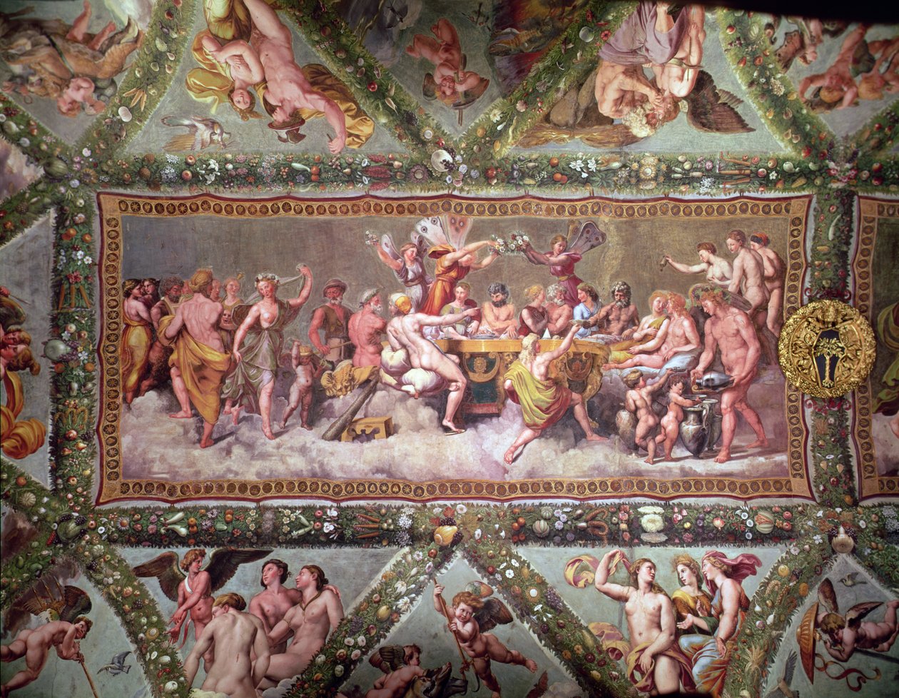 The Banket of the Gods, loftmaleri af Amor og Psykes frieri og ægteskab af Raffaello Sanzio Raphael