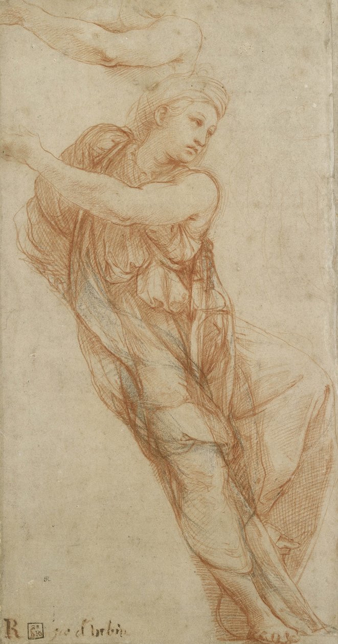 Den frygiske sibylle (rødt kridt med lidt sort kridt på buff papir) af Raffaello Sanzio Raphael