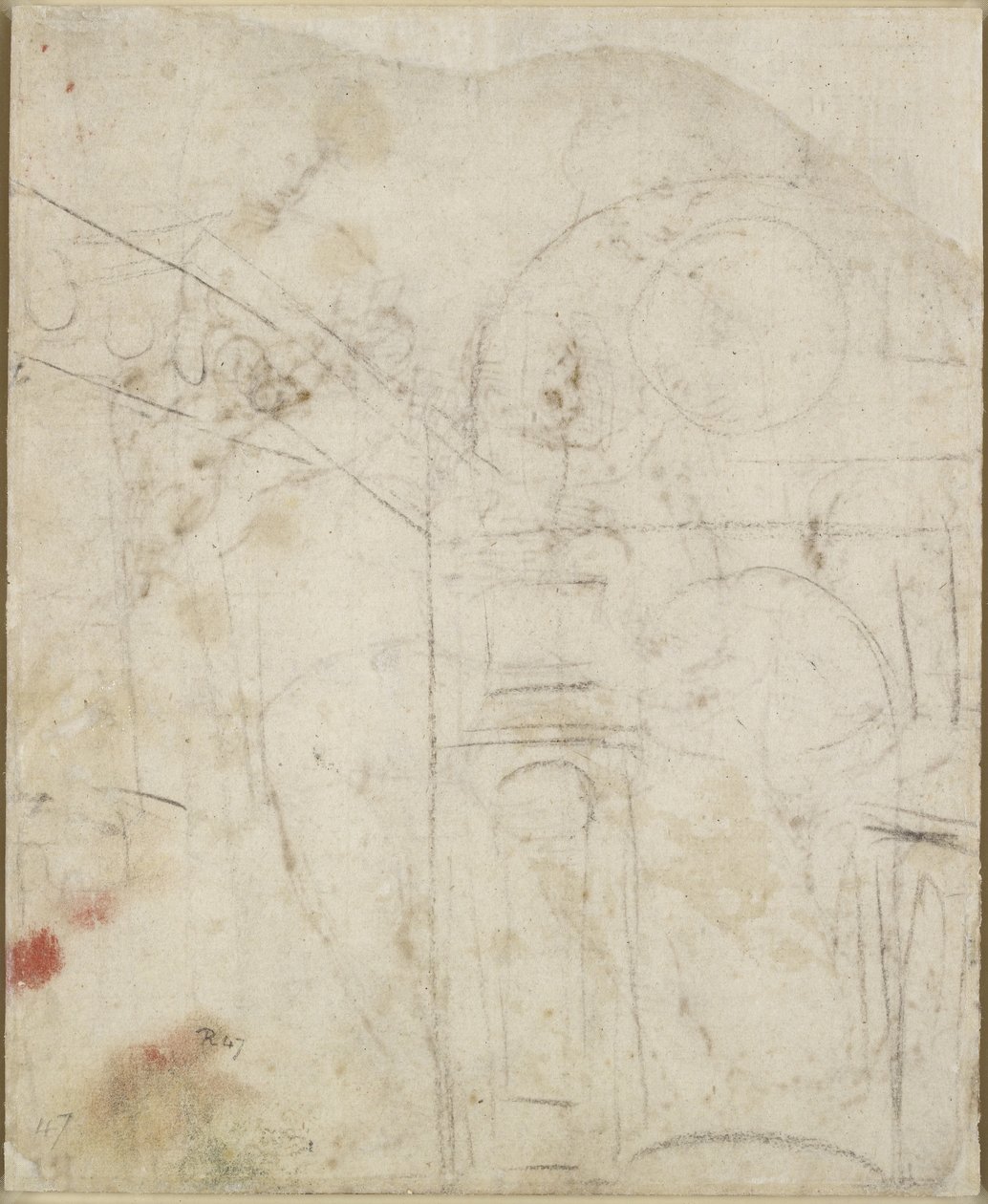 Bagside: Arkitektonisk detalje af en niche, WA1846.159 af Raffaello Sanzio Raphael
