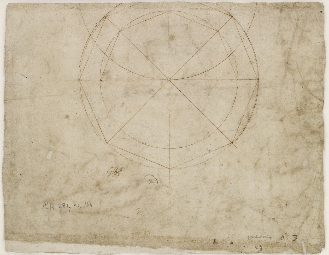 Bagside: Kugleformet geometrisk design, WA1846.199 af Raffaello Sanzio Raphael