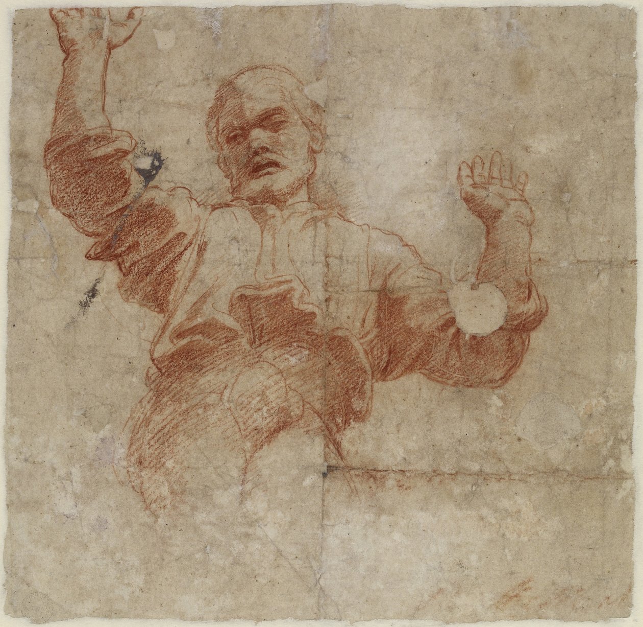 Verso: Study for a Figure of the Almighty, WA1846.207 af Raffaello Sanzio Raphael