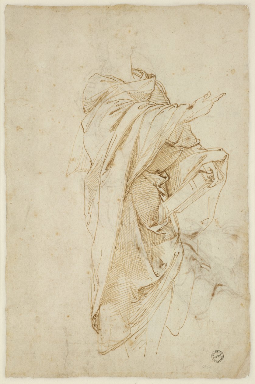 Verso: Studie til figuren Virgil, WA1846.182 af Raffaello Sanzio Raphael