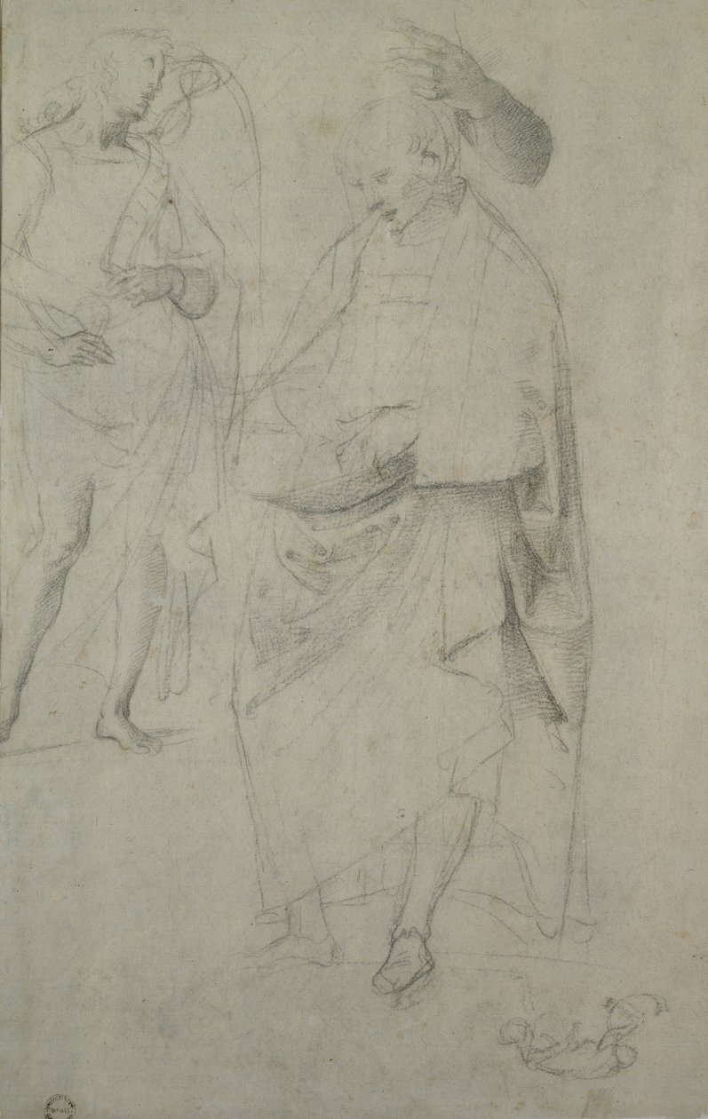 Verso: Studie af en engel og en stående mand, WA1846.148 af Raffaello Sanzio Raphael