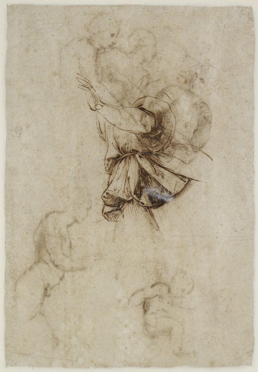 Bagside: Study of the Garment of an Angel, WA1846.190 af Raffaello Sanzio Raphael