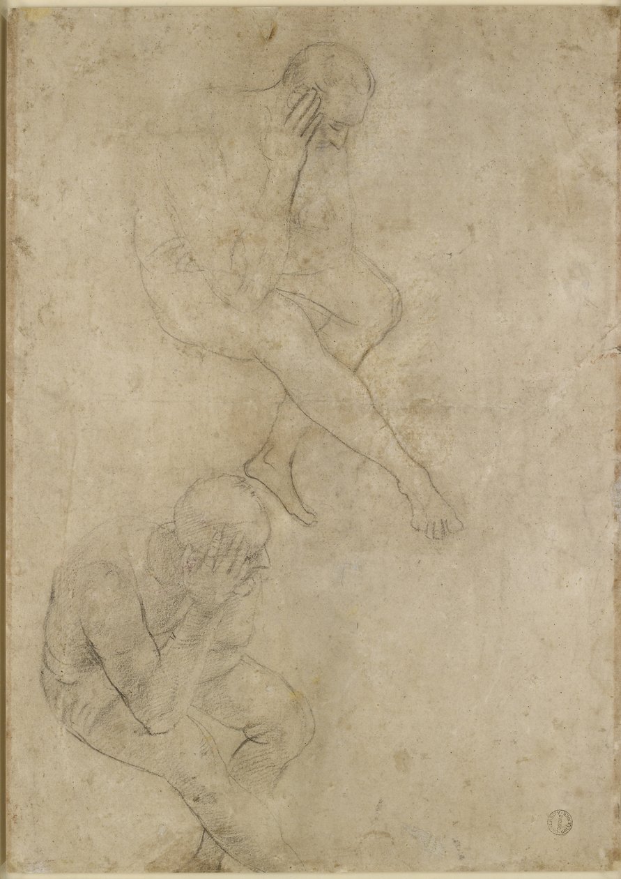 Verso: To studier af en ældre mand, WA1846.210 af Raffaello Sanzio Raphael