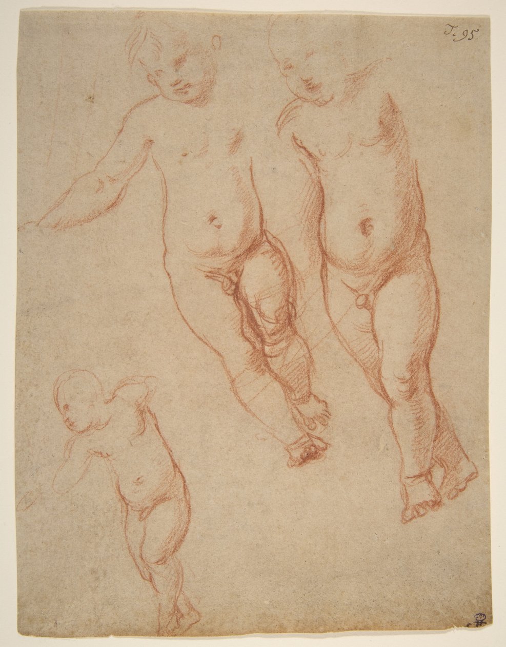 Studier af Kristusbarnet, 1513-14 (kridt på papir) af Raffaello Sanzio Raphael