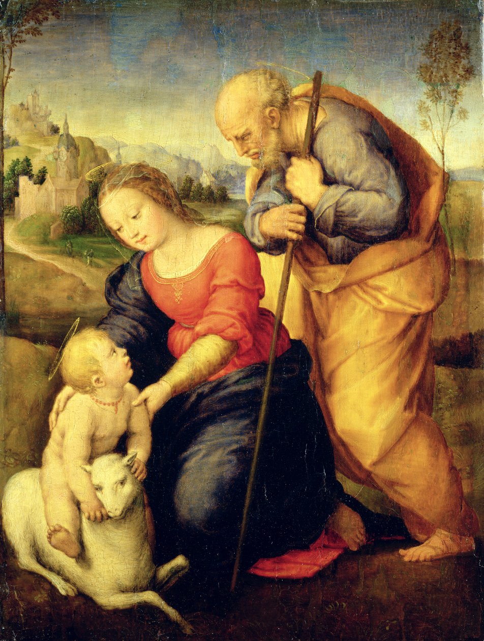 Den hellige familie med lammet, 1507 af after Raphael