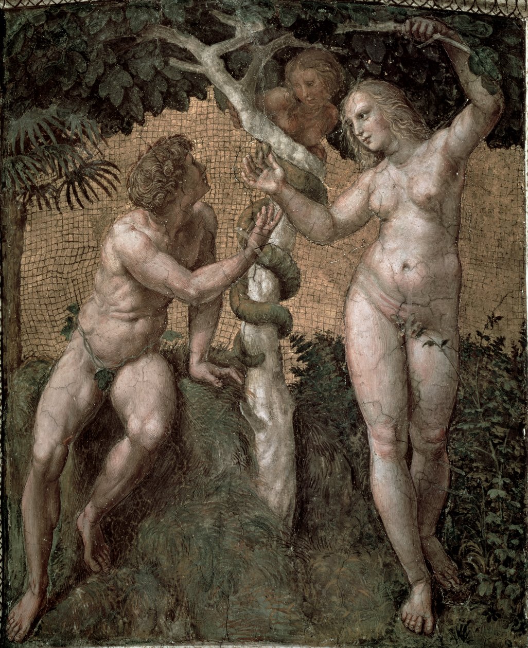 Adam og Eva, fra Stanza della Segnatura, ca. 1508-11 af Raffaello Sanzio Raphael