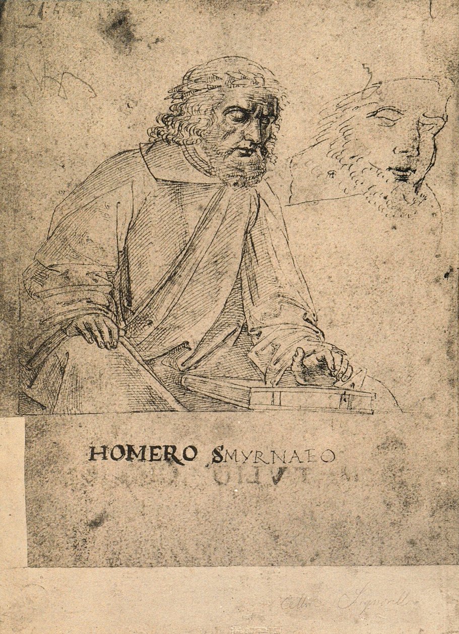Homer; tegning af Raphael. Gallerie dellAccademia, Venedig af Raffaello Sanzio Raphael