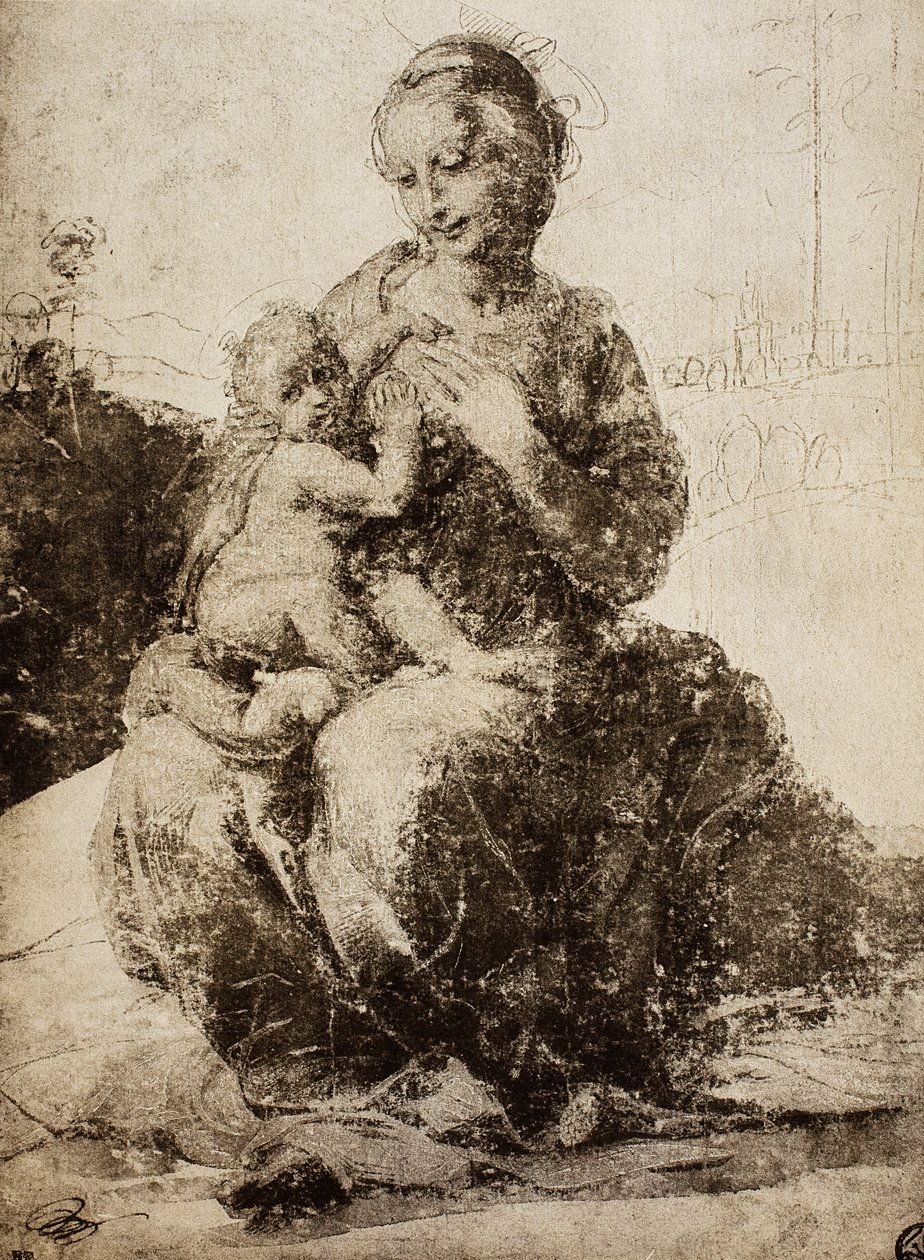 Madonna og barn; tegning af Raphael. Louvre, Paris af Raffaello Sanzio Raphael