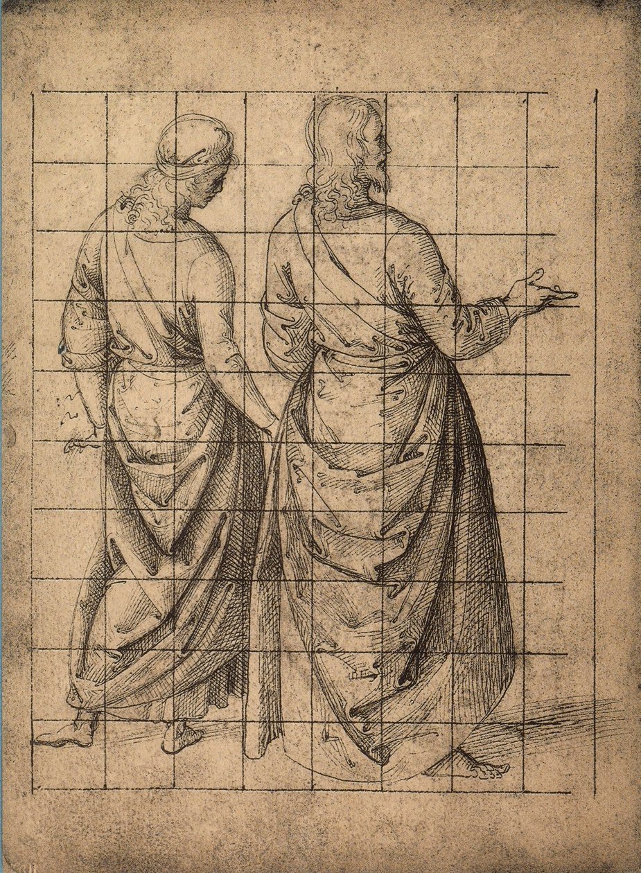 Mandsfigurer, set bagfra; tegning af Raphael. Gallerie dellAccademia, Venedig af Raffaello Sanzio Raphael