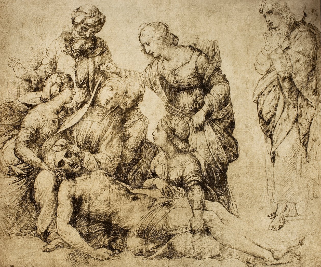 Pietà; tegning af Raphael. Louvre, Paris af Raffaello Sanzio Raphael