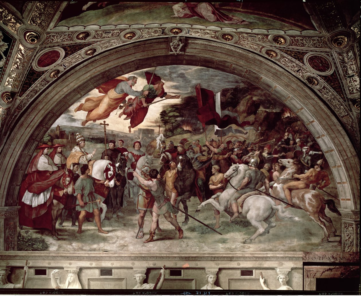 Pave Leo I (ca. 390-461) frastødende Attila (ca. 406-453) 1511-14 af Raffaello Sanzio Raphael