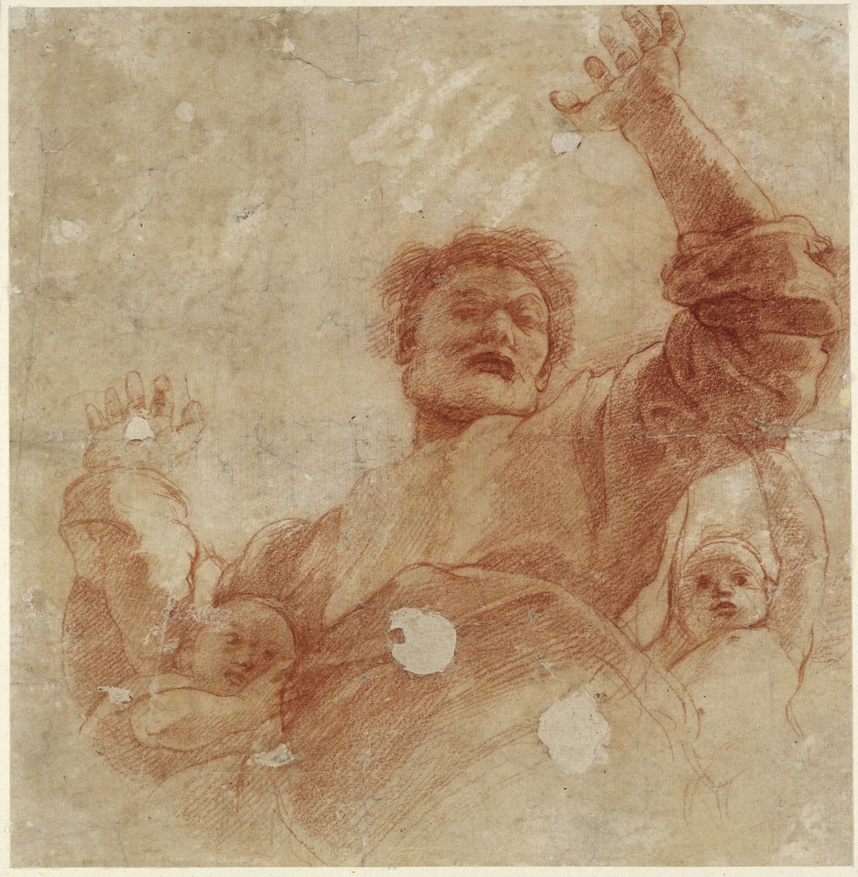 Recto: Study for a Figure of the Almighty, WA1846.207 (rødt kridt over blind stylus) af Raffaello Sanzio Raphael