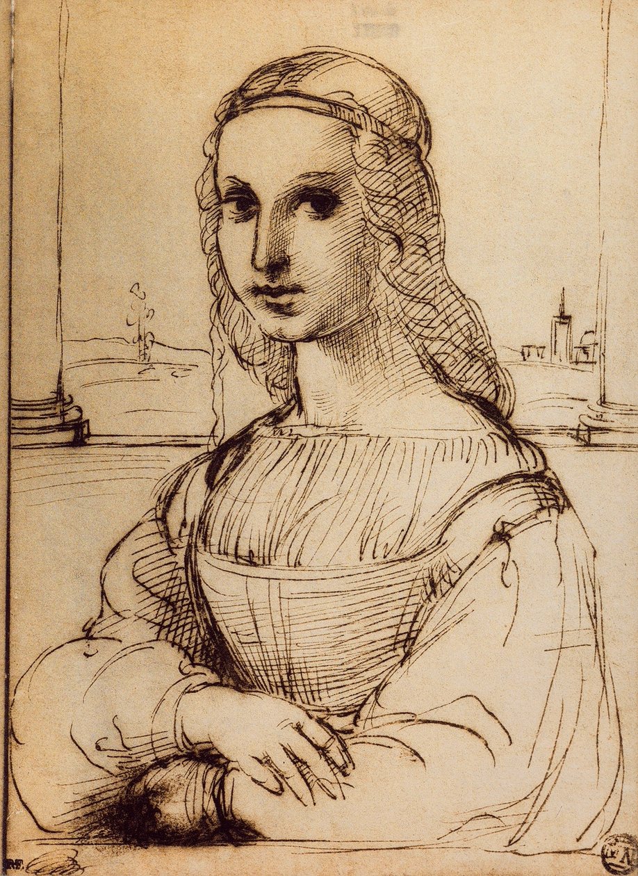 Studie til portrættet af Maddalena Doni; tegning af Raphael. Louvre, Paris af Raffaello Sanzio Raphael