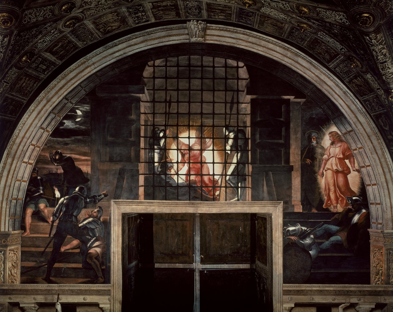 Befrielsen af St. Peter, i Stanza DEliodoro, 1512-14 af Raffaello Sanzio Raphael