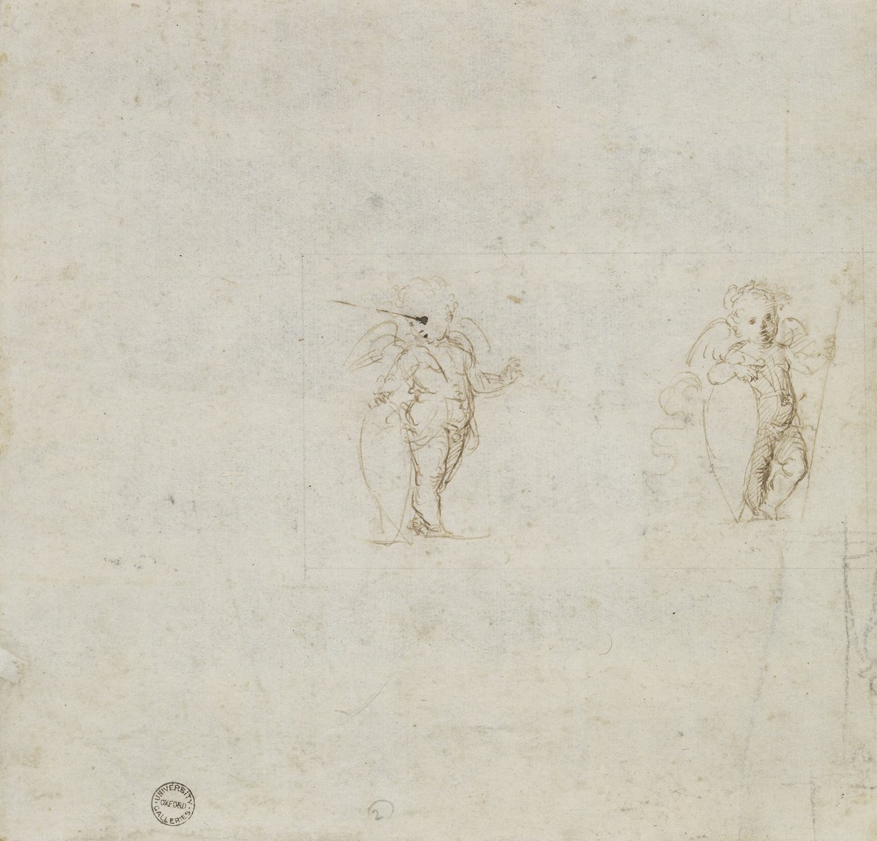 Verso: Two Studies of Amorini, WA1846.154 (pen og brunt blæk) af Raffaello Sanzio Raphael