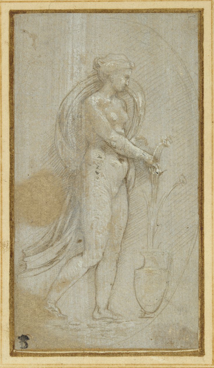 Allegory of Grammatica (metal-point & hvid kropsfarve på papir) af Raphael